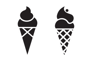 Two black ice cream cones in a simple silhouette style