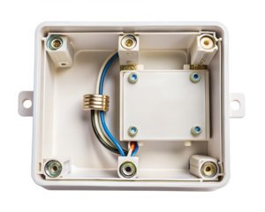 Electrical wiring connection terminal box isolated on transparent background