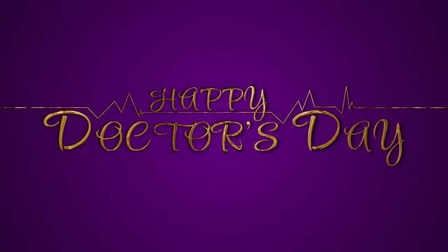Happy Doctor's Day Gold text animation. National Doctors Day. 4K video