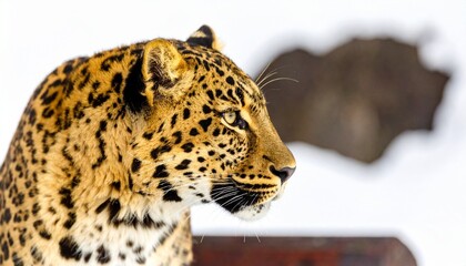 Naklejka premium leopard in snowy area