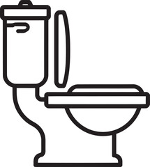 A Minimalist Toilet Line Drawing – Three-Quarter View with Tank and Bowl, toilet plunger vector illustration
