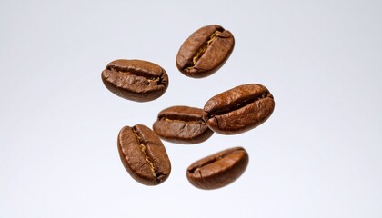 Obraz premium Roasted Coffee Beans on White Background