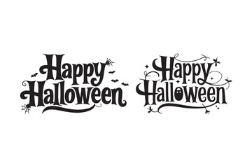 Two styles of happy halloween text with decorative elements