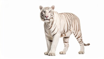 Obraz premium Majestic White Tiger on Plain Background