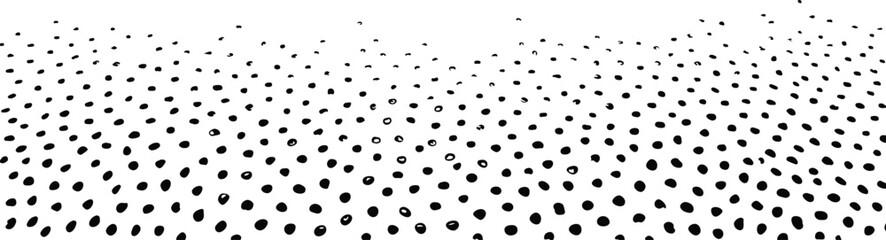 Abstract dotted halftone gradient background with numerous black dots fading across white space © Art by Redu