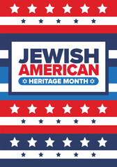 Fototapeta premium Jewish American Heritage Month. Celebrated annual in May. Jewish American contribution to the history United States. Star of David. Israel symbol. Poster, card, banner and background. Vector