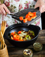 The Artful Preparation of Fresh Vegetables within a Contemporary Kitchen