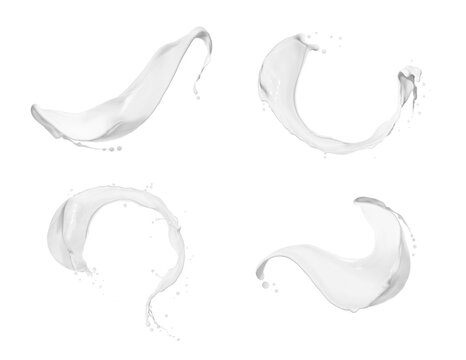 Creative set of milk splashes isolated on a white background