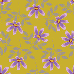 Trendy exotic hand drawn flowers seamless pattern. Floral background for textile, wallpaper, banner, covers, surface, printing and home decor. Flower vector illustration.