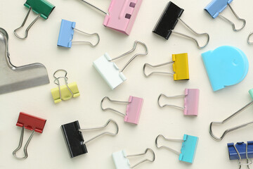 Stationery calculator ruler calculator and school stuff on coloured background. Concept of school...