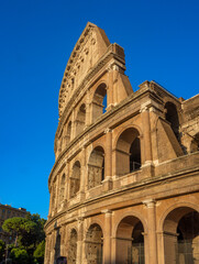 Obraz premium Partial view of the Colosseum in Rome, Lazio, Italy