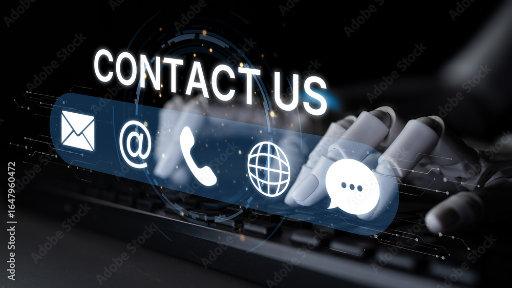 Poster ai supports customer contact with smart ui icons for email, chat, phone, and message to streamline c