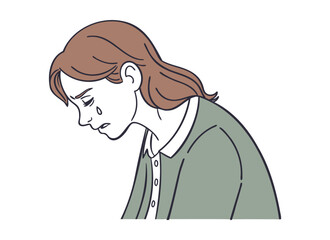 Sad Woman Crying Vector Illustration - Emotional Expression Art
