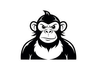 Fierce Monkey Vector Illustration - Black and White Design
