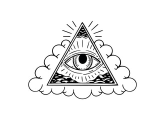 All-Seeing Eye in Triangle Vector Illustration