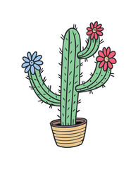 Colorful Cactus Flower Vector Illustration

