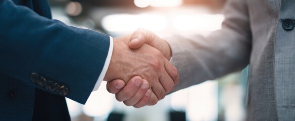 Obraz premium The Handshake Between Two Business Professionals Signifying Partnership and Trust in a Modern Office