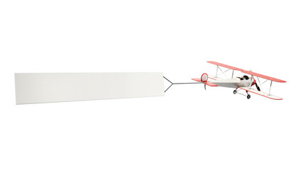 Naklejka na ściany i meble Classic airplane pulling blank white text banner on transparent background. 3D illustration