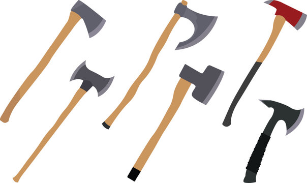Set of vector of different minimalist axe tool you can use for design flyer logo asset and etc