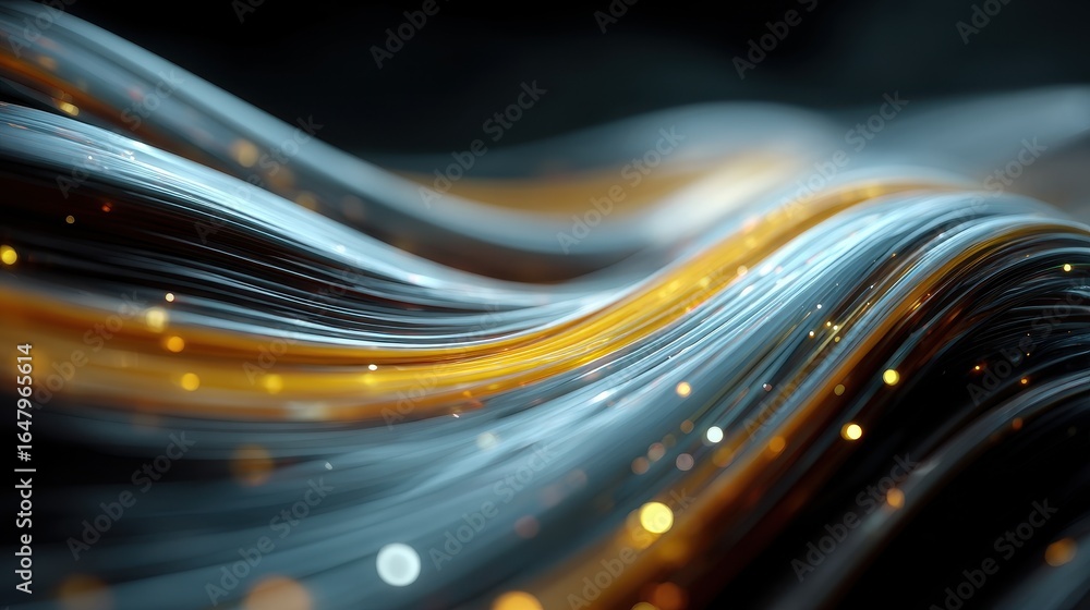 Poster colorful paint streams flowing abstractly with particle elements, creating a dynamic, smooth, layere