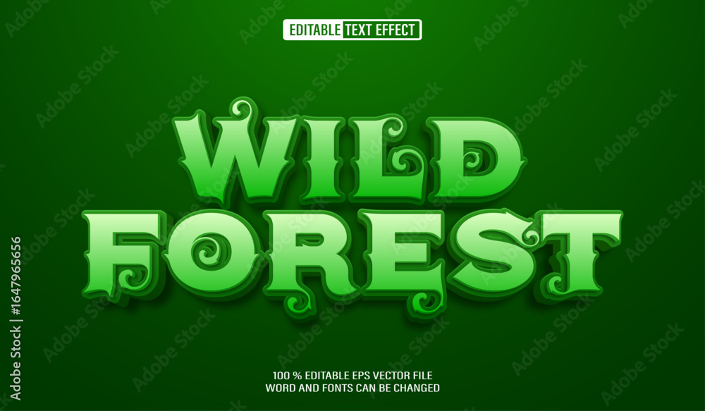 Poster editable 3d text style effect - wild forest text effect template