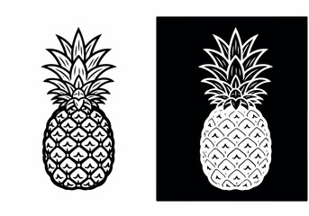 Fototapeta premium Pineapple fruit icon in solid and outline style, representing tropical freshness and summer vibes