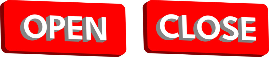  3D Open and Close Sign isolated on transparent background.
