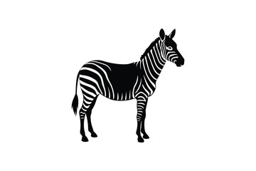 Obraz premium A black and white illustration of a zebra standing on a plain background silhouette