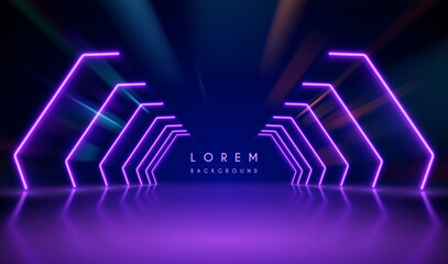 Neon lines corridor with light effects