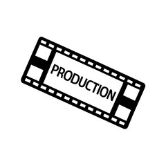 Fototapeta premium Black Silhouette of Film Strip with Production Text