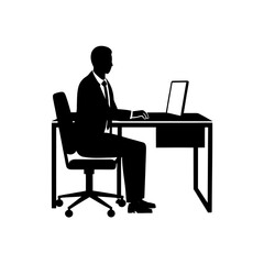 Businessman working on laptop at desk computer