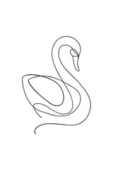 Minimalist single line drawing a graceful swan a bird animal
