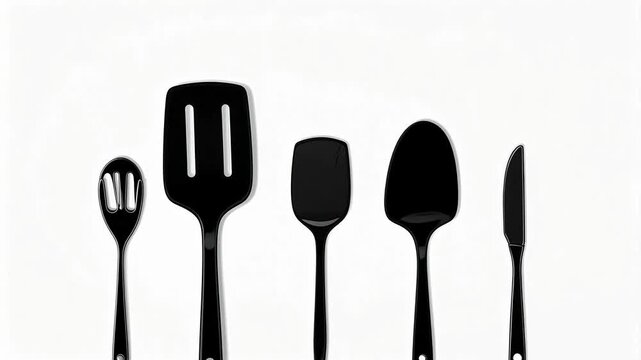 Elegant silverware set arranged for a sophisticated dining experience on a clean white background