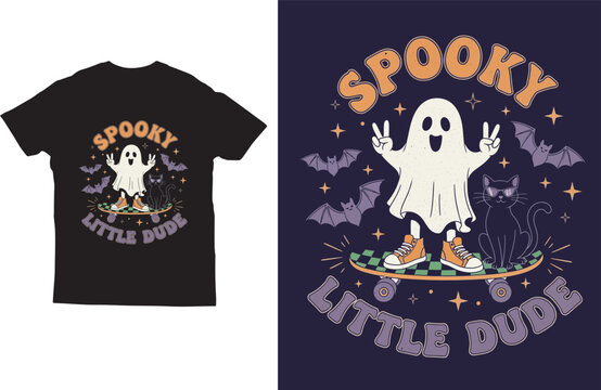 Spooky little dude cute ghost halloween t shirt design