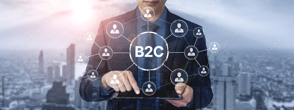 Poster b2c strategy focus on delivery products directly to consumer. successful b2c model enhance consumer 