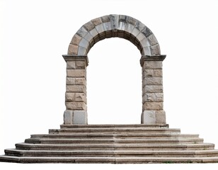 Obraz premium stone archway with steps white isolate background white background