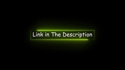 Link in the description text inside glowing neon box animation. Link in the description text concept on black background. - Powered by Adobe