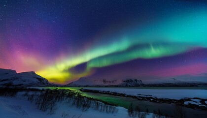 stunning aurora borealis with vibrant hues illuminating the night sky ideal for celestial and scenic designs