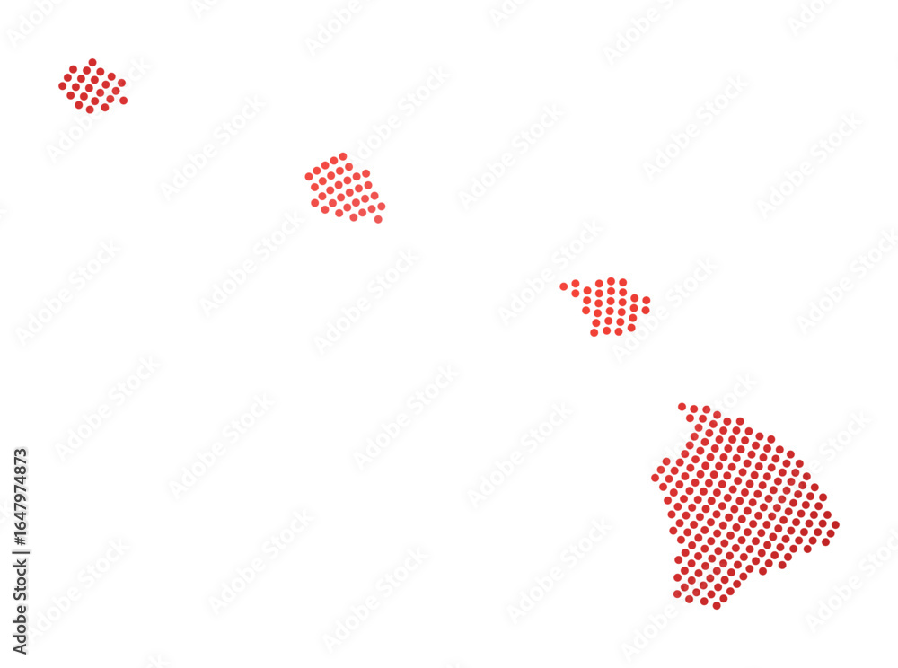 Poster hawaii dotted map. digital style shape of hawaii. tech icon of the us state with gradiented dots. co