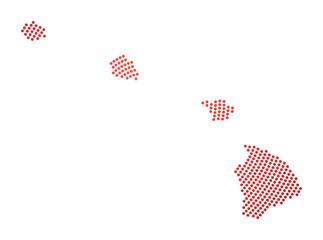 Hawaii dotted map. Digital style shape of Hawaii. Tech icon of the us state with gradiented dots. Cool vector illustration.