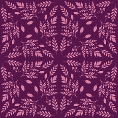 Seamless botanical pattern with elegant leaf shapes in contrasting vibrant colors