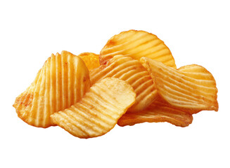 Rippled potato chips crisps snack isolated on a transparent background