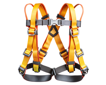 Safety harness for fall protection isolated on transparent background