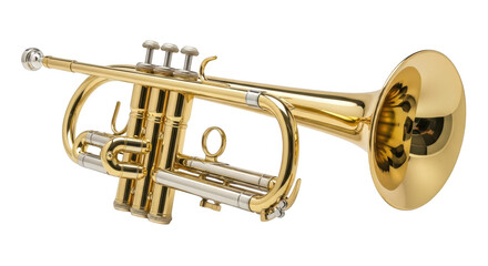 Golden trumpet isolated on transparent background