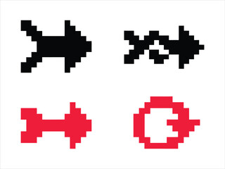 Black red pixel arrows pointing right graphic