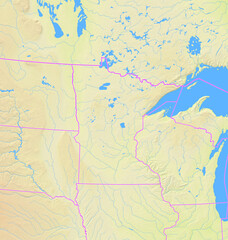 Map of the State Minnesota in the United States. No labels