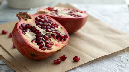 pomegranate on wooden table