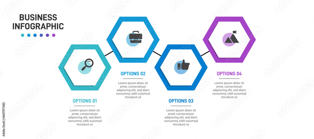 Poster progress bar featuring 4 arrow-shaped elements, symbolizing the four stages of business strategy and