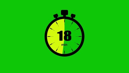 Countdown of exact 34 seconds graphic animation. Vector illustration of a stopwatch, a clock, and a timer with an icon of a second hand