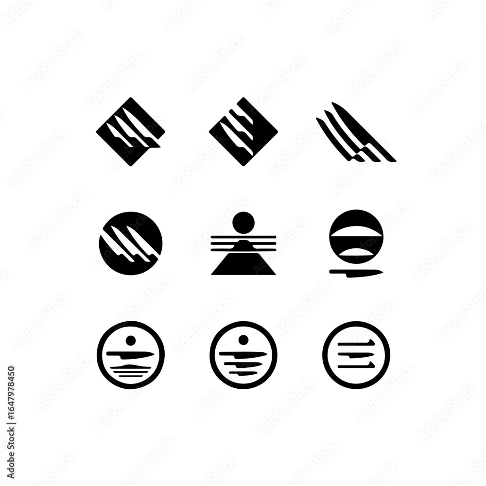 Poster modern abstract geometric icons set for branding and design projects